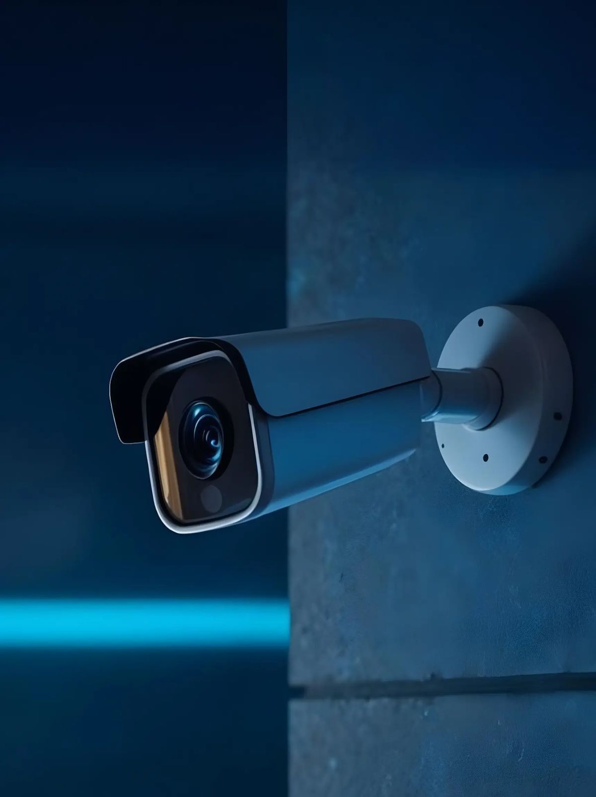 Caméra de surveillance IP installée sur un mur